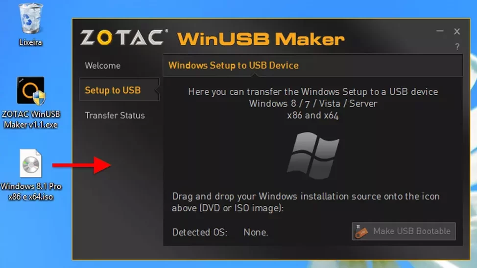 Select the Windows installation file