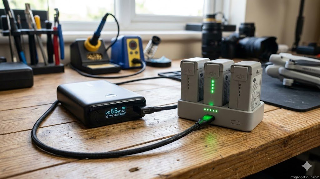 How to Fast-Charge the DJI Mini 3 Pro Two-Way Hub with a 65W Power Bank